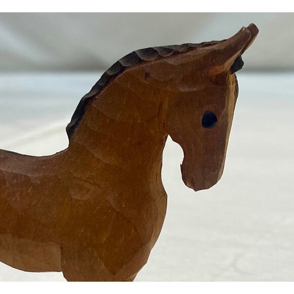 VINTAGE HAND CARVED WOODEN PONY HORSE 3” PRIMITIVE Folk Art - Picture 11 of 11